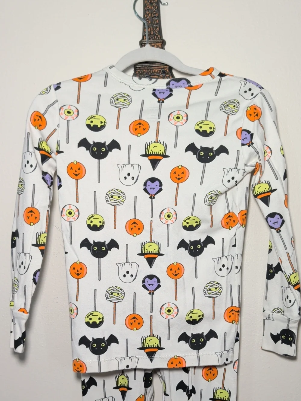 Gap Kids Halloween Cake Pop Pajamas White Black Orange 100% Cotton Unisex Size 6